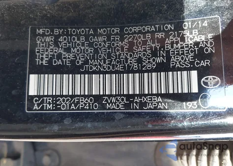 2014 Toyota Prius Three z USA, uszkodzony, nr VIN JTDKN3DU4E1781289
